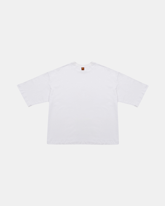 CAMISETA BOXY FIT ROJO SOBRE BLANCO AR