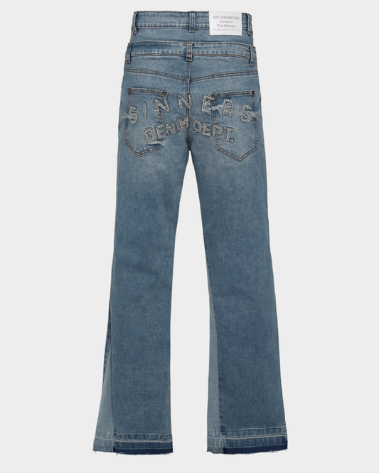 SINNERS DOUBLE BLUE FLARED JEANS
