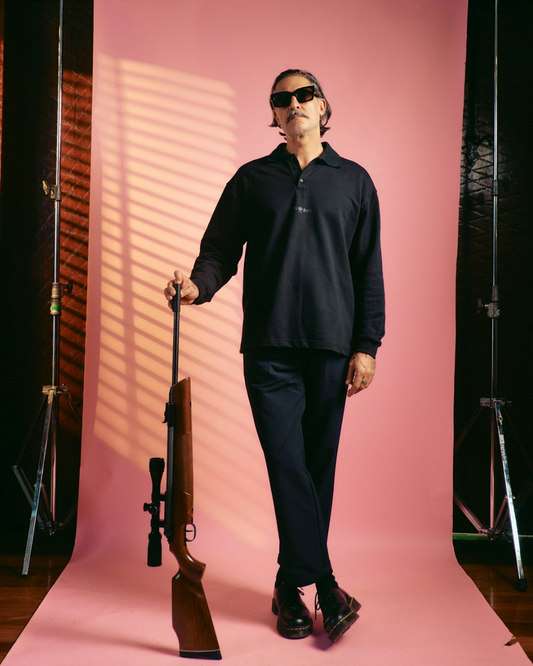 TRUST POLO SWEATER — BLACK