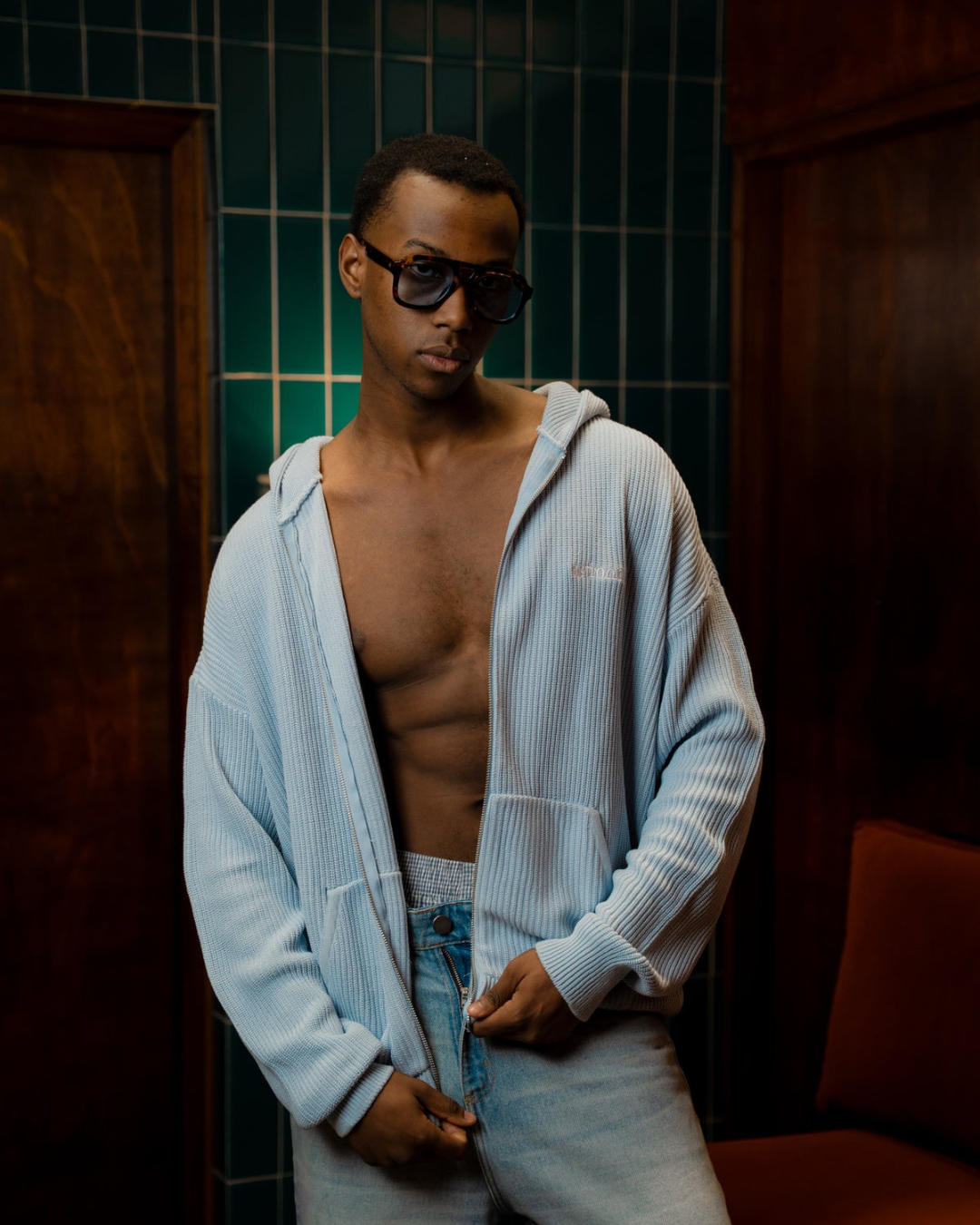 KNITWEAR HOODIE REEF - AZUL BEBÉ