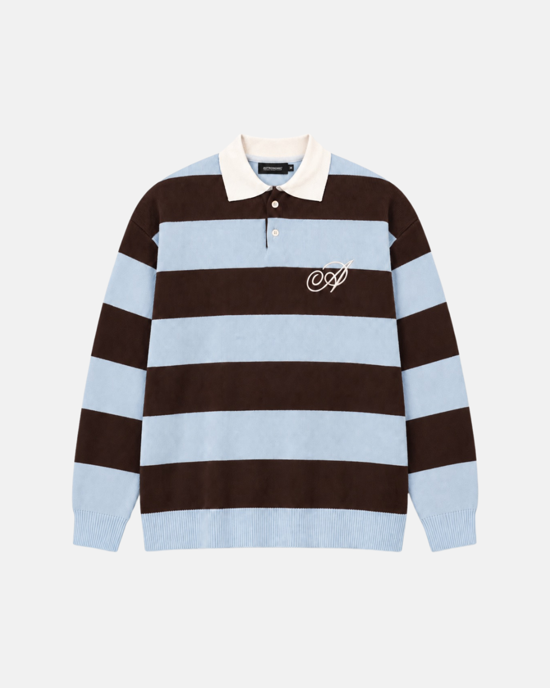 KNIT POLO COAST - AZUL Y CAFÉ
