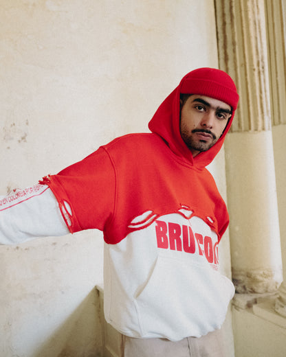 HOODIE OVERSIZED BICOLOR BRUTCOL® ROJO – DROP 10 EDICIÓN LIMITADA