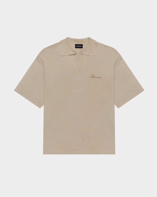 CAMISETA POLO TEJIDA - BEIGE