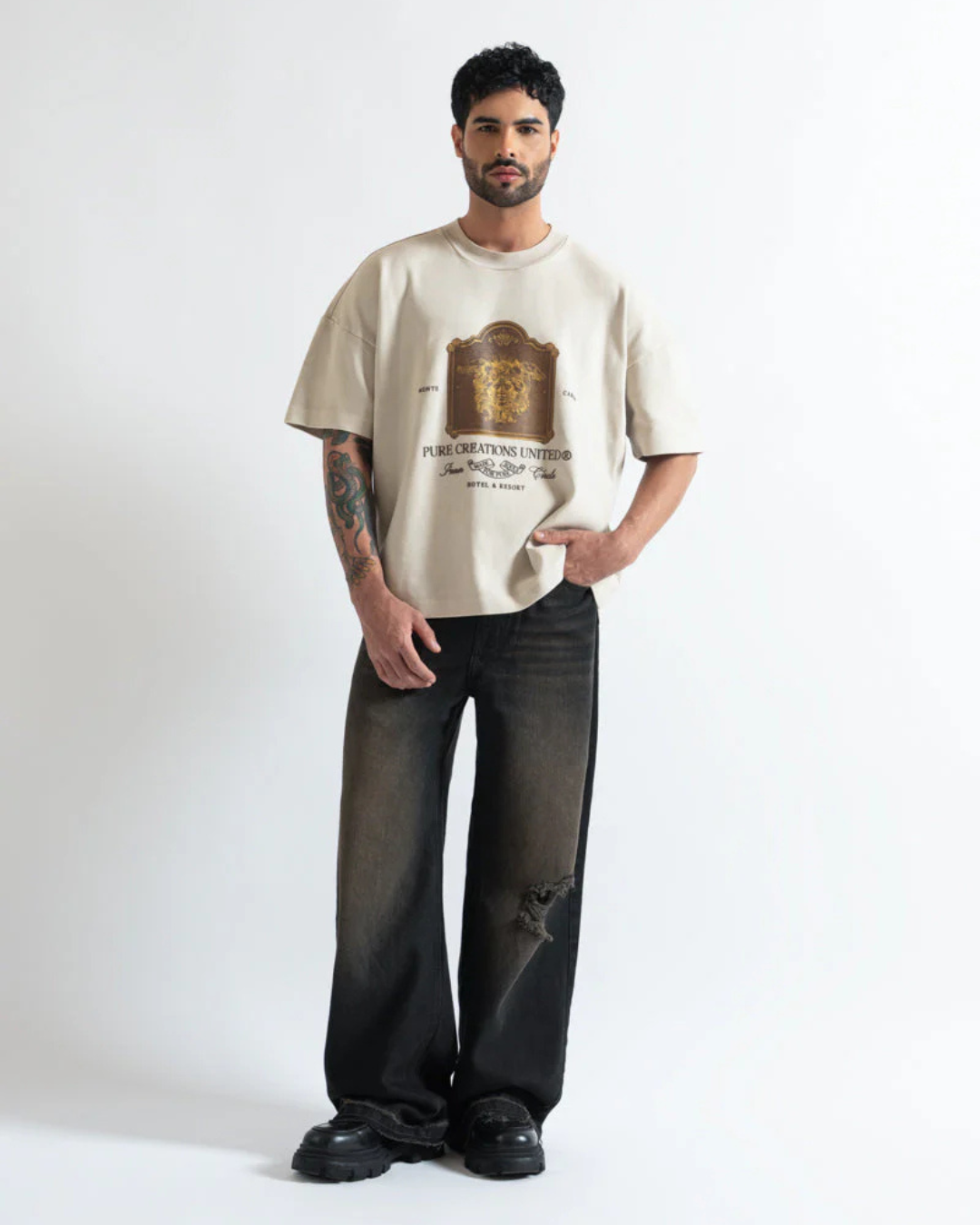 MONCLAIR WASHED BLACK BROWN JEAN