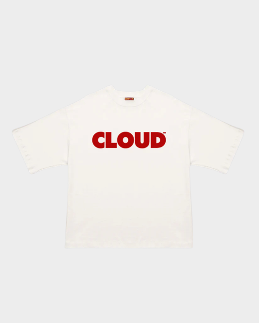 CAMISETA BLOCK ROJO SOBRE BLANCO OVERSIZE