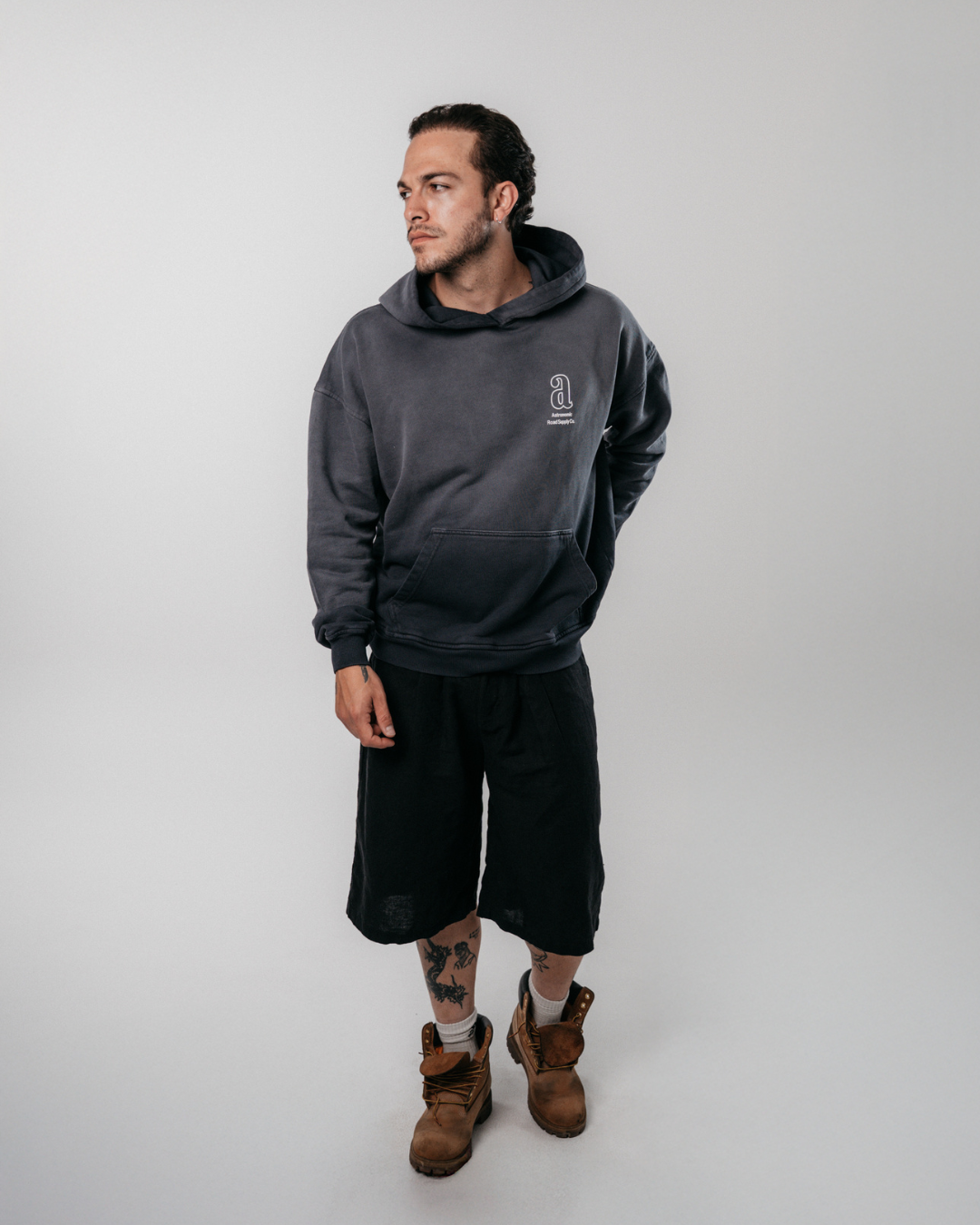 HOODIE ROAD SUPPLY - GRIS OSCURO DEGRADÉ