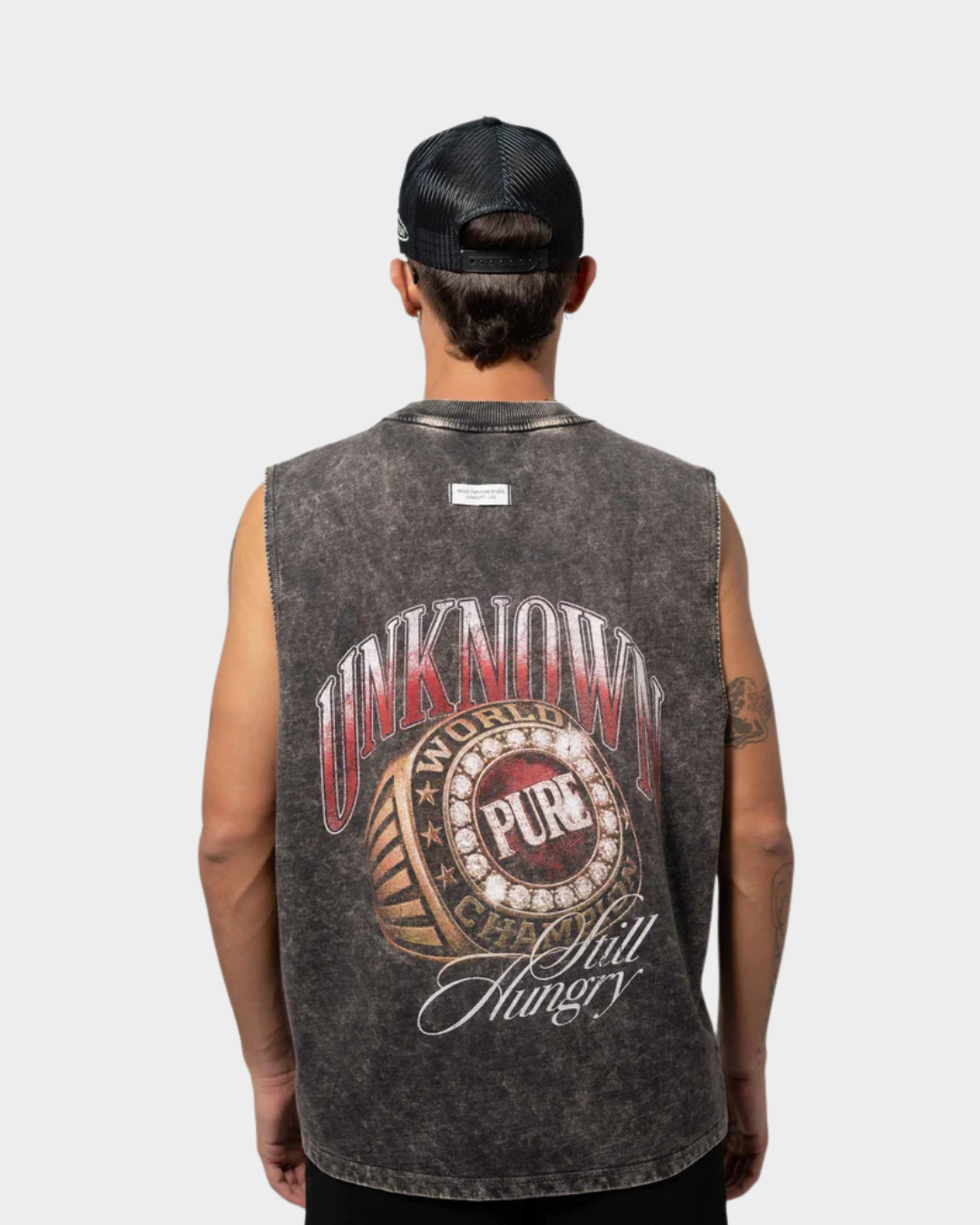 STILL HUNGRY WASHED GRAY TANK TOP