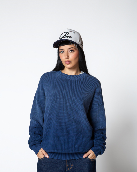 DOPAMINE BLUE KNIT CREWNECK