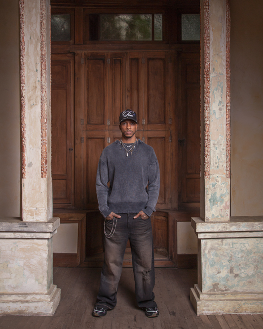 DOPAMINE BLACK KNIT CREWNECK