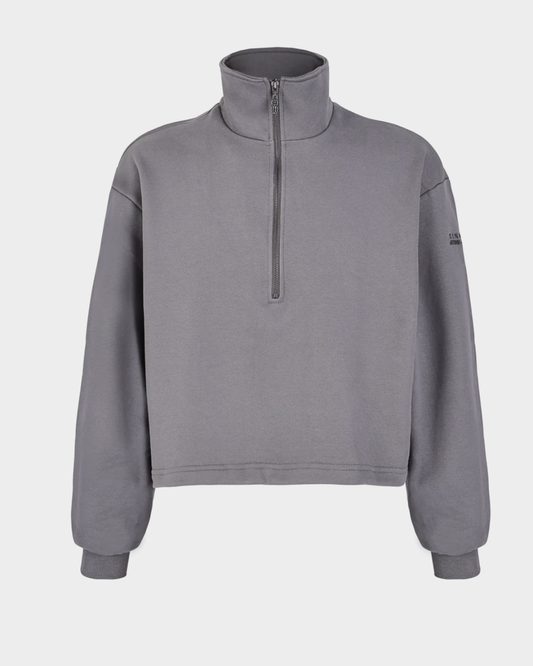 MONOGRAM HALF ZIP GRAY SWEATER