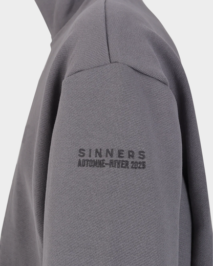 MONOGRAM HALF ZIP GRAY SWEATER