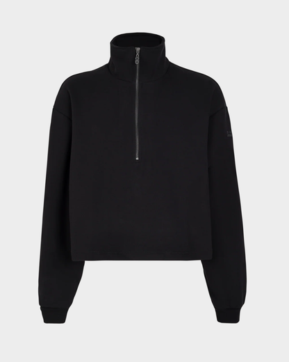 MONOGRAM HALF ZIP BLACK SWEATER