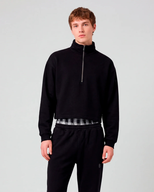 MONOGRAM HALF ZIP BLACK SWEATER