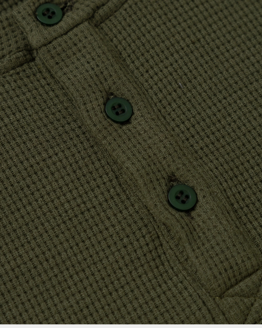 CAMISETA WAFFLE KNIT BOTONES VERDE