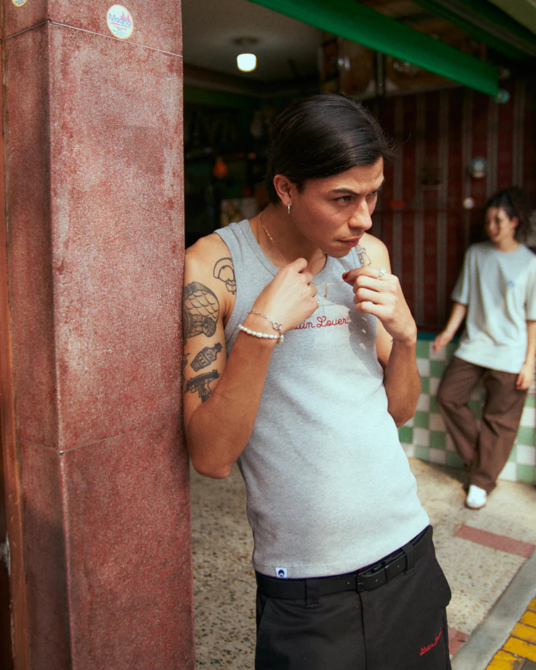 TANK TOP LL BORDADO GRIS JASPE