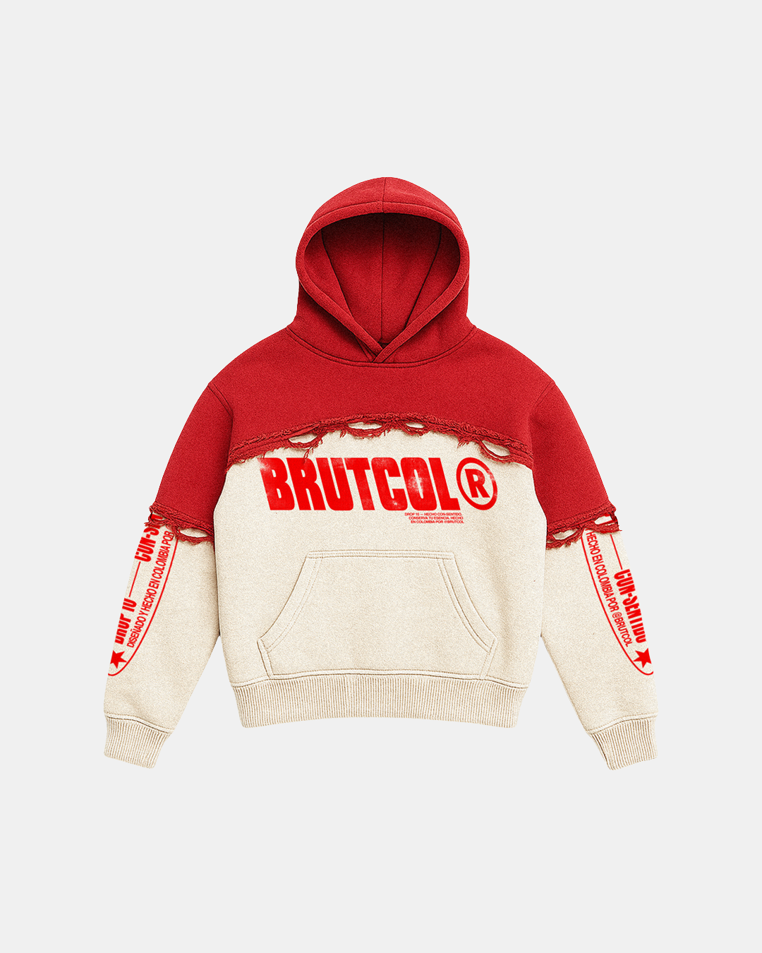 HOODIE OVERSIZED BICOLOR BRUTCOL® ROJO – DROP 10 EDICIÓN LIMITADA