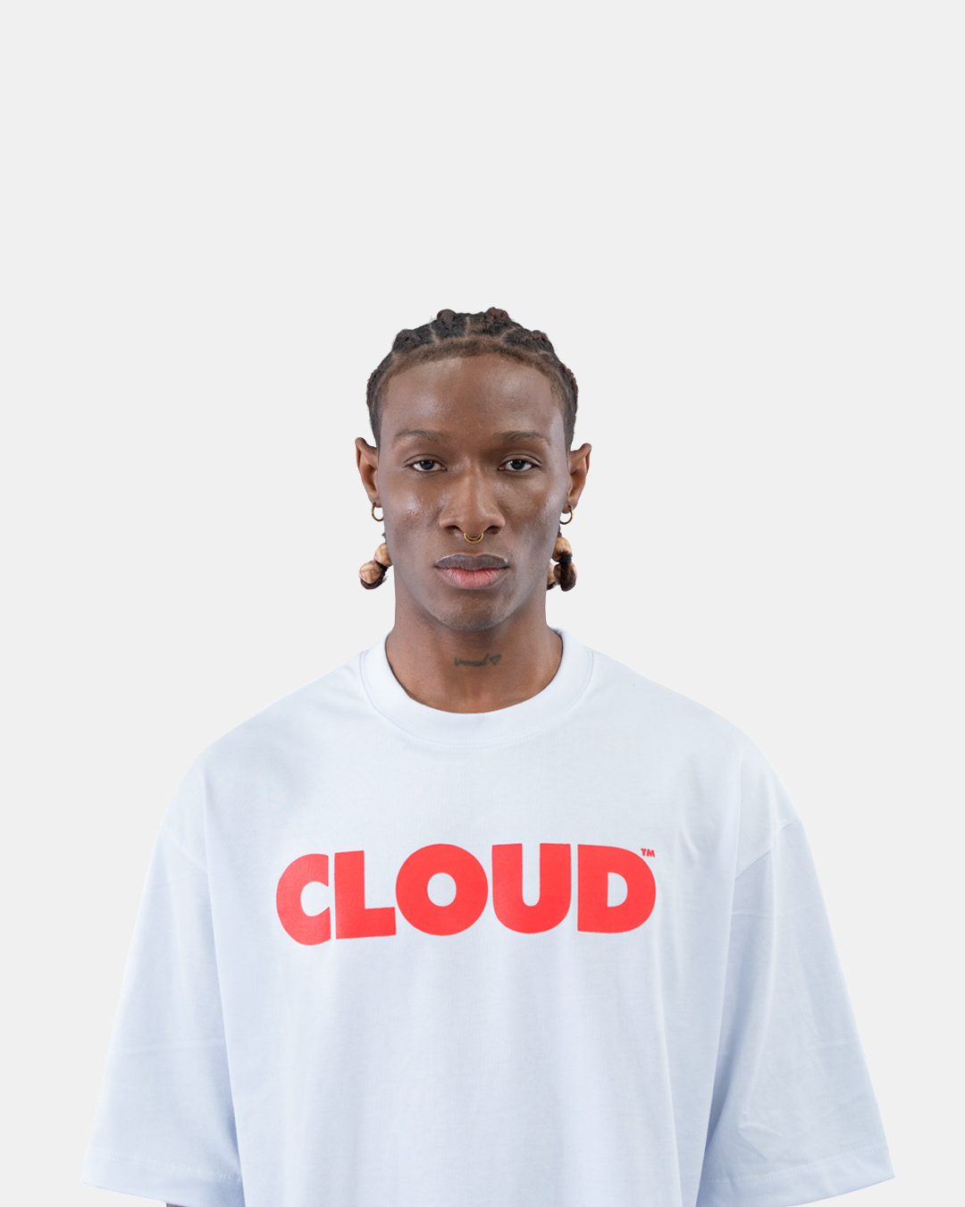 CAMISETA BOXY FIT ROJO SOBRE BLANCO AR