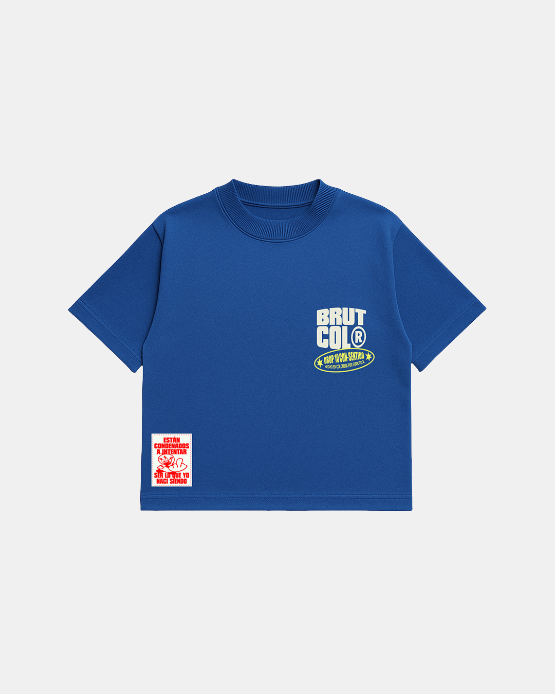CAMISETA OVERSIZE CROPPED BRUTCOL® “TOUR EN EL CON-SENTIDO” AZUL – EDICIÓN LIMITADA DROP 10