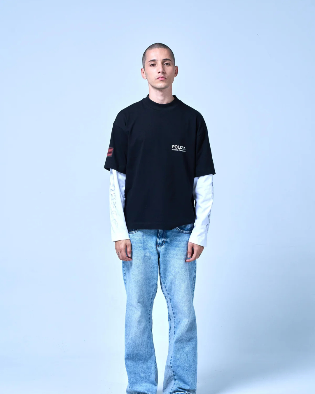 POLIZIA BLACK/WHITE DOUBLE SLEEVE