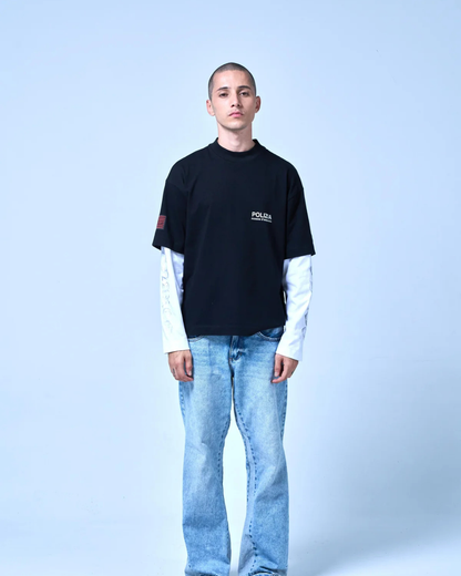 POLIZIA BLACK/WHITE DOUBLE SLEEVE