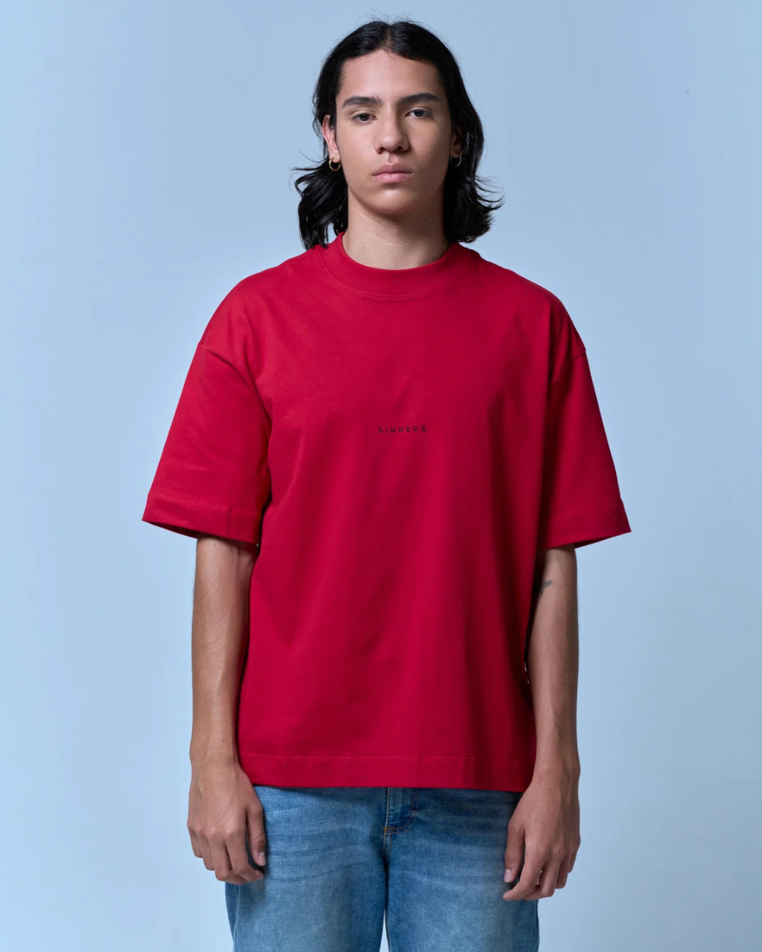 CENTER LOGO RED BOXY T-SHIRT