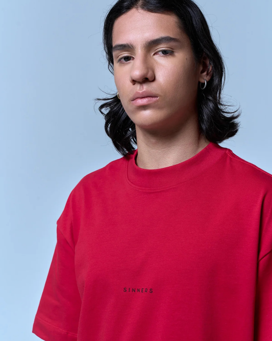 CENTER LOGO RED BOXY T-SHIRT