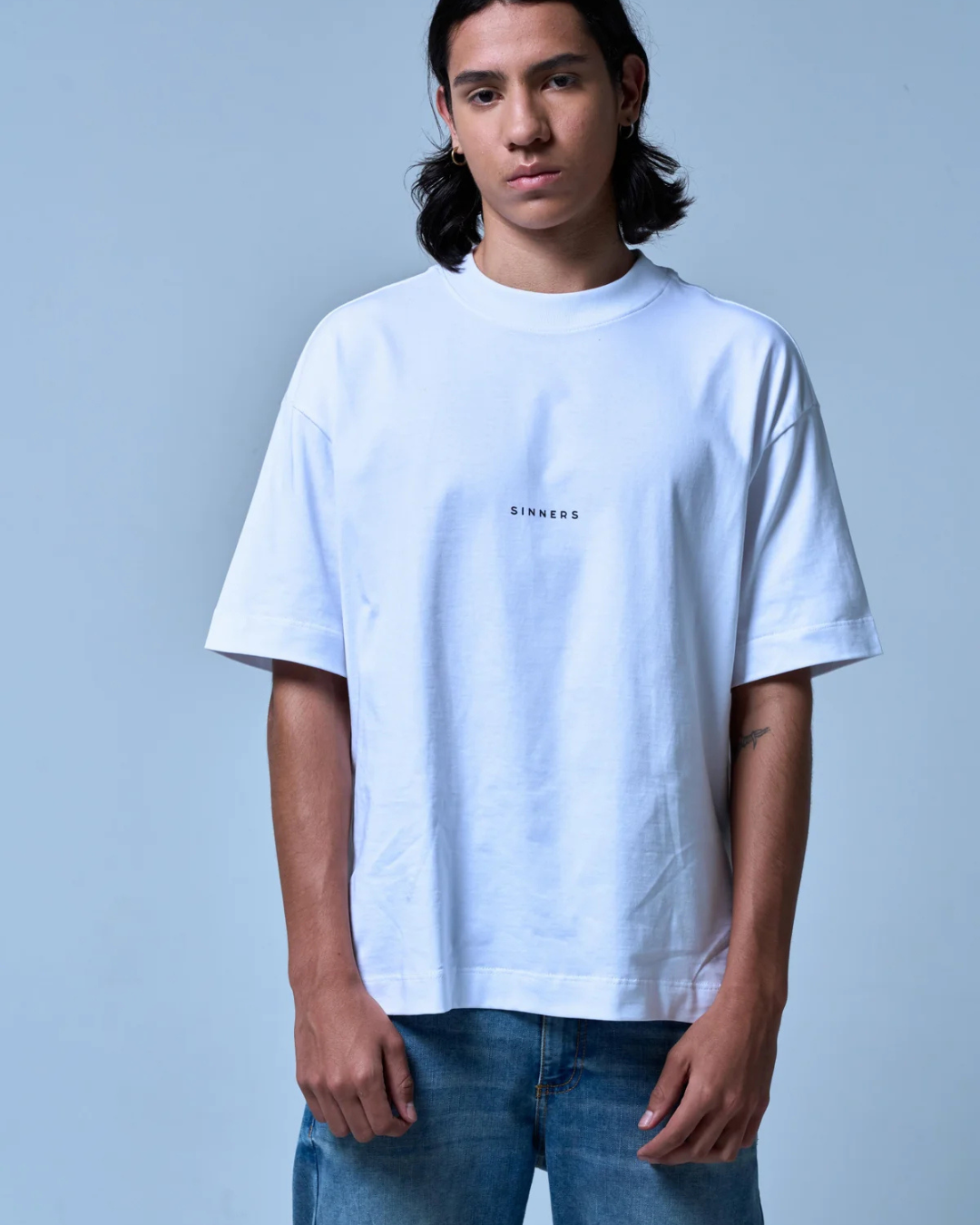 CENTER LOGO WHITE BOXY T-SHIRT