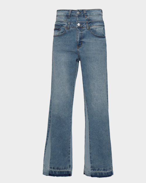 SINNERS DOUBLE BLUE FLARED JEANS