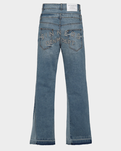 SINNERS DOUBLE BLUE FLARED JEANS
