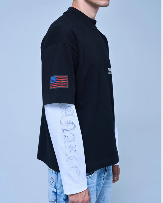 POLIZIA BLACK/WHITE DOUBLE SLEEVE