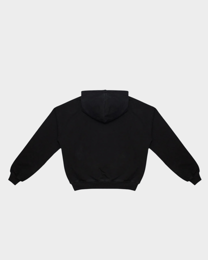 HOODIE BLOCK ROJO SOBRE NEGRO BOXY FIT