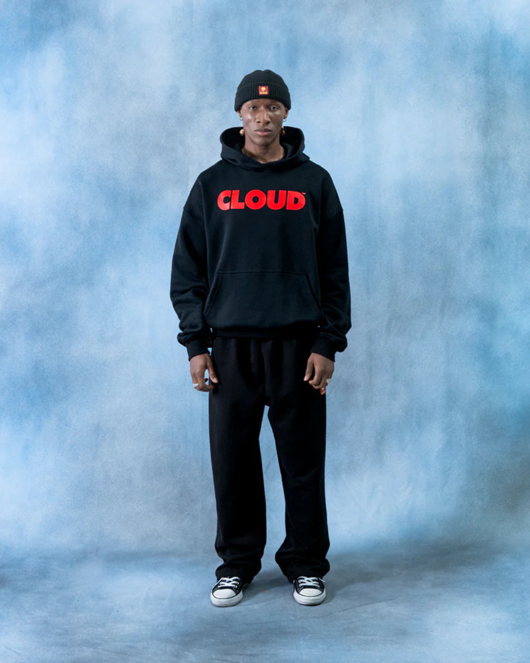 HOODIE BLOCK ROJO SOBRE NEGRO BOXY FIT