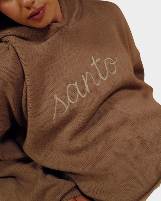 COFFEE KNIT HOODIE