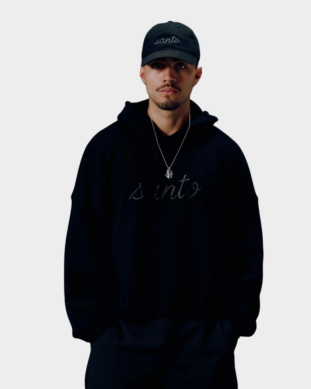 BLACK KNIT HOODIE