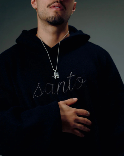 BLACK KNIT HOODIE