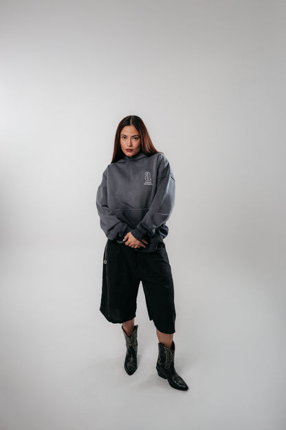 HOODIE ROAD SUPPLY - GRIS OSCURO DEGRADÉ