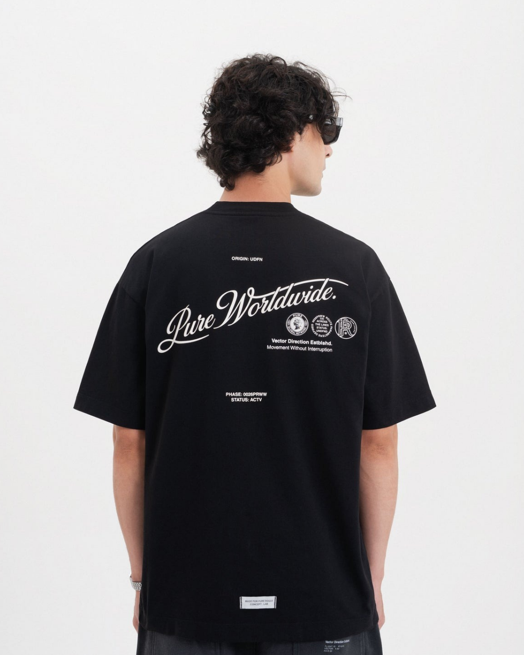 ACROSS THE LINES BLACK PURE WORLDWIDE T-SHIRT