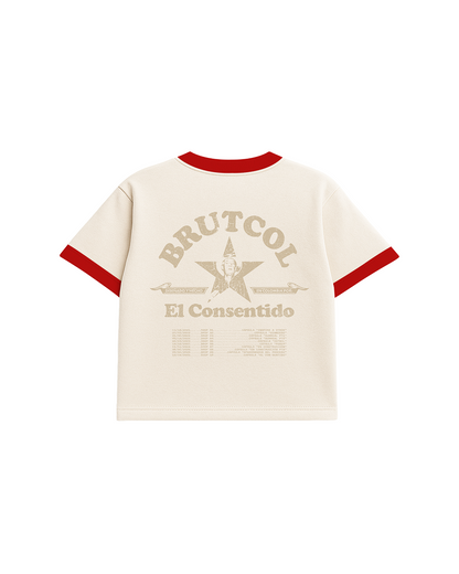 CAMISETA OVERSIZE CROPPED BRUTCOL® TOUR EN EL CON-SENTIDO – CUELLO ROJO