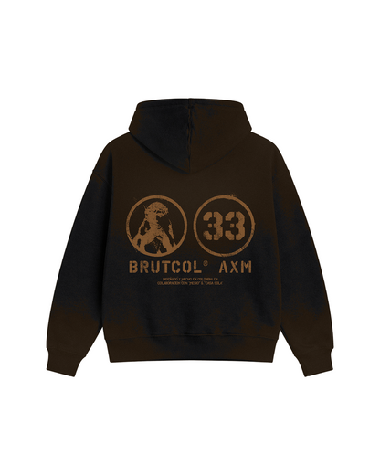 HOODIE OVERSIZE CROPPED BRUTCOL® X MESIO A.K.A MESÍAS – NEGRO DESGASTADO