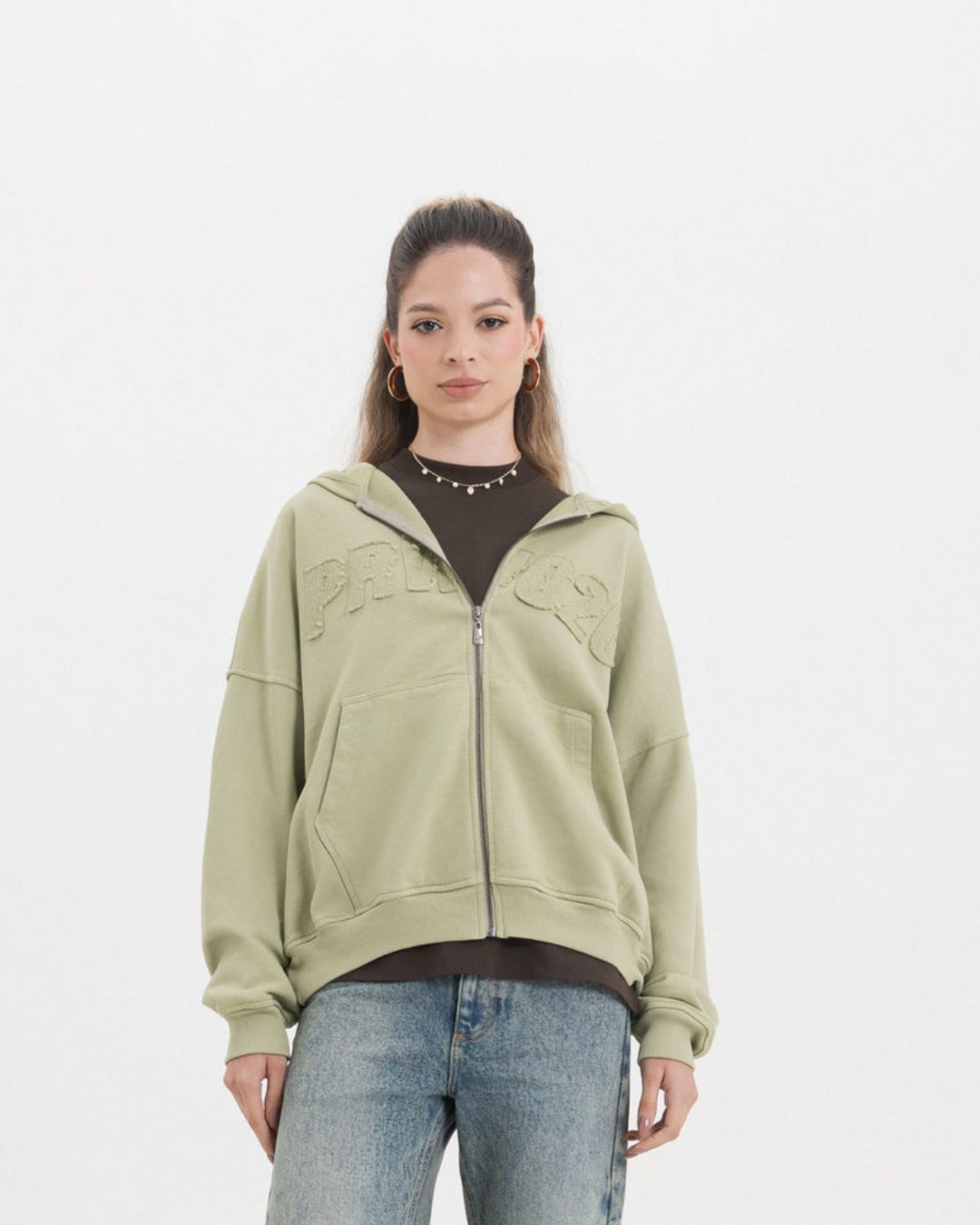 ACROSS THE LINES GREEN ZIP HOODIE