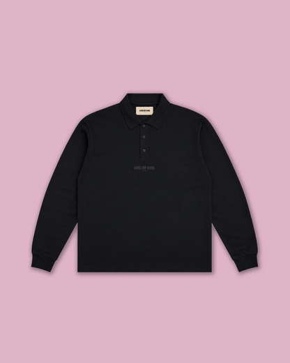 TRUST POLO SWEATER — BLACK