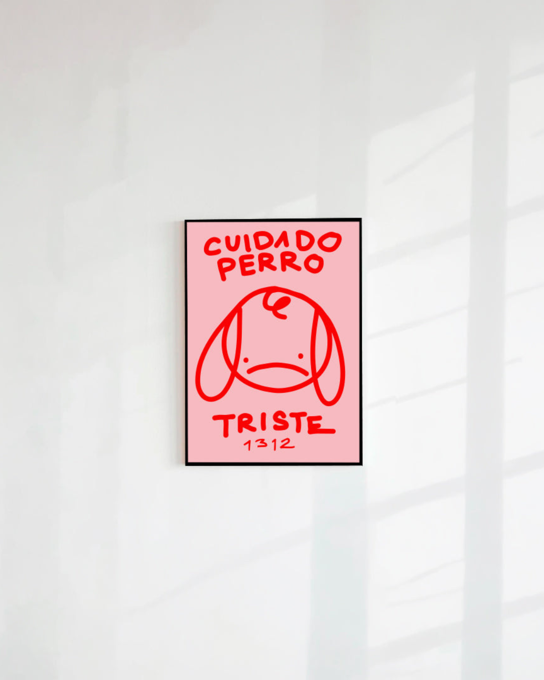 POSTAL CUIDADO PERRO TRISTE ROSADO (PAPEL 220GR)