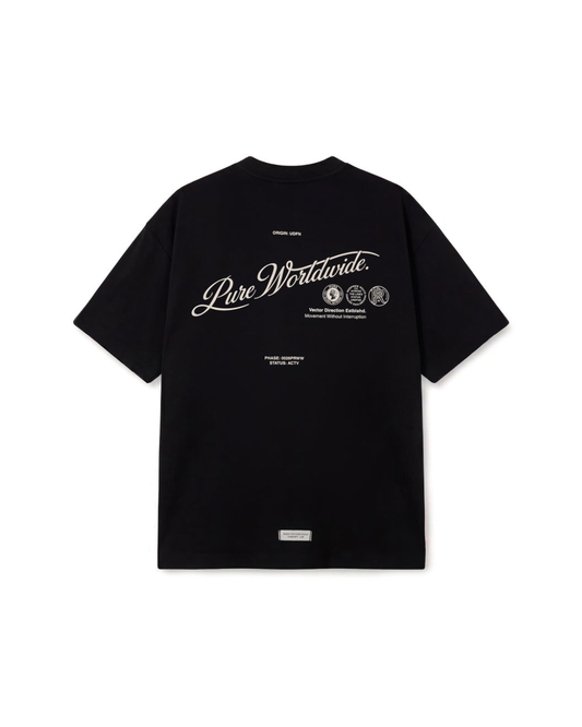 ACROSS THE LINES BLACK PURE WORLDWIDE T-SHIRT