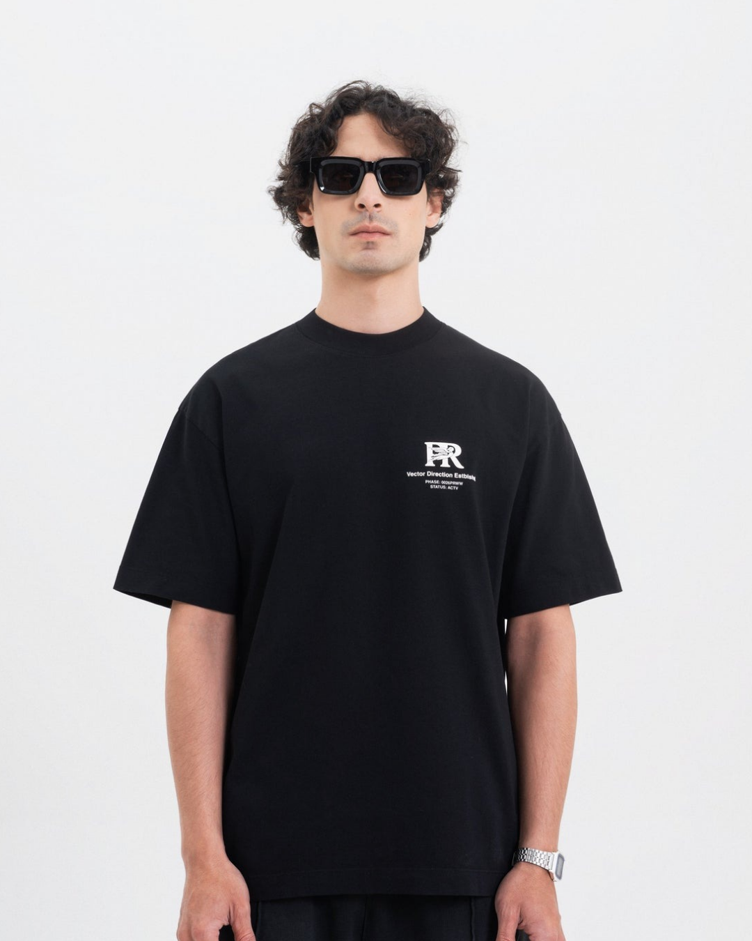 ACROSS THE LINES BLACK PURE WORLDWIDE T-SHIRT