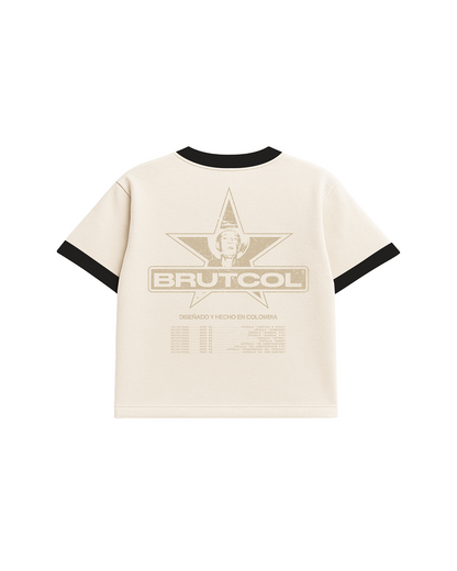 CAMISETA OVERSIZE CROPPED BRUTCOL® TOUR EN EL CON-SENTIDO – CUELLO NEGRO