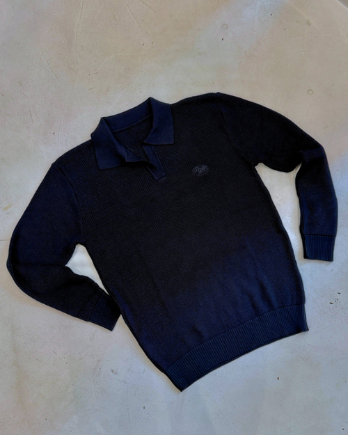 ACROSS THE LINES BLACK KNITTED POLO