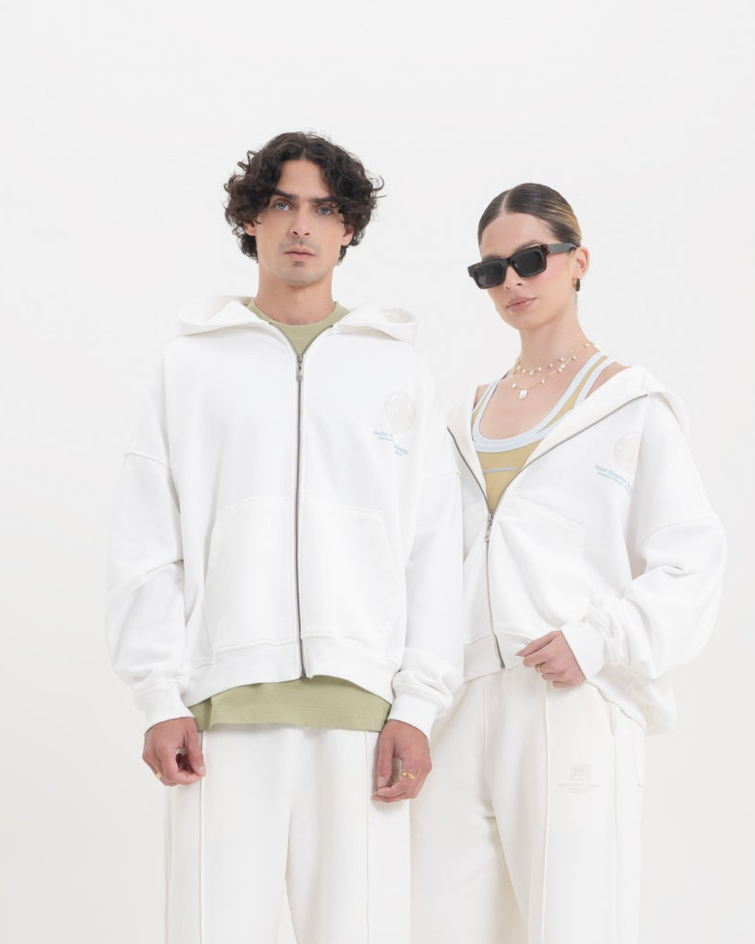 ACROSS THE LINES WHITE ZIP HOODIE