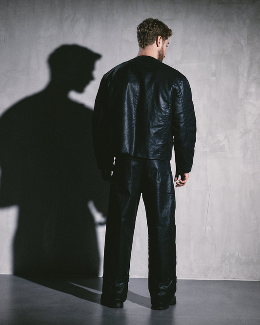 PANTALON DENIM ENCERADO NEGRO