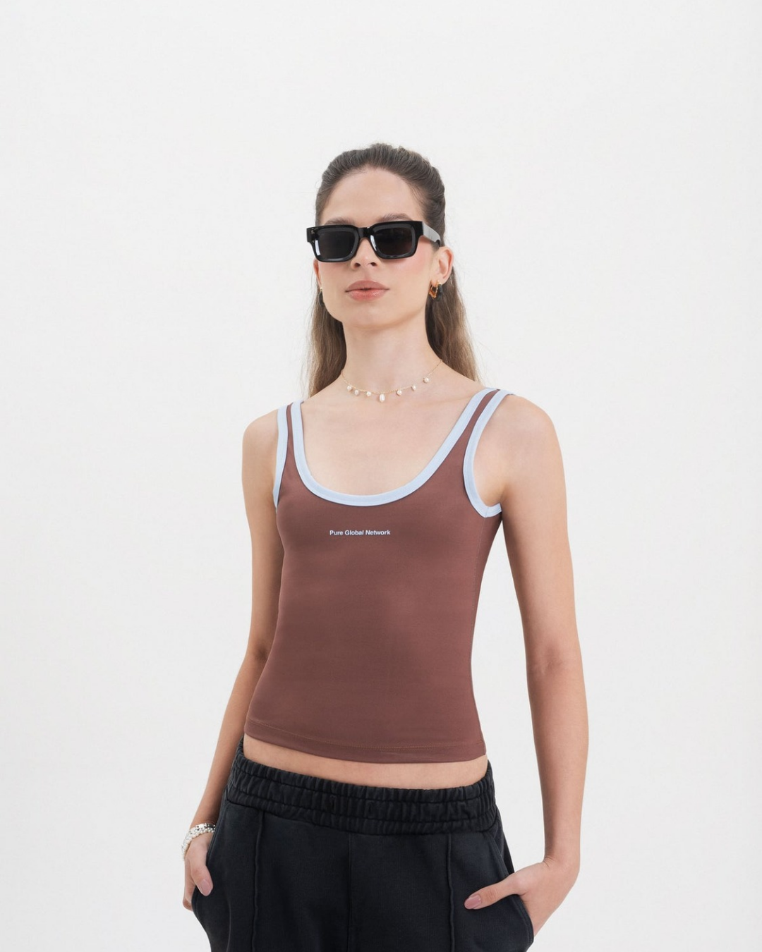 ACROSS THE LINES BROWN TANK TOP