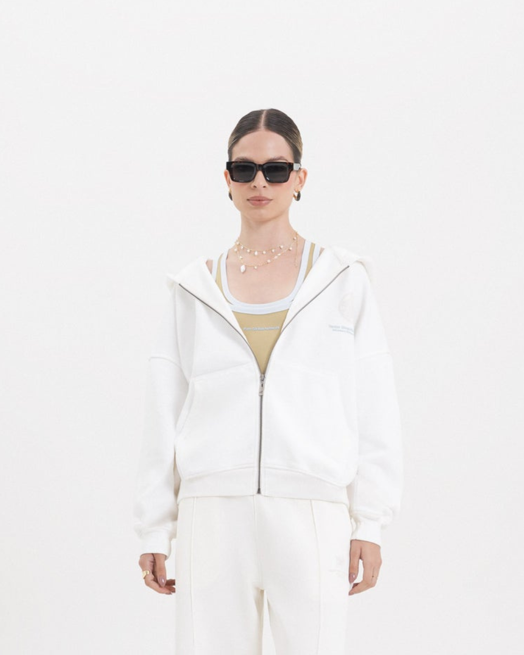 ACROSS THE LINES WHITE ZIP HOODIE
